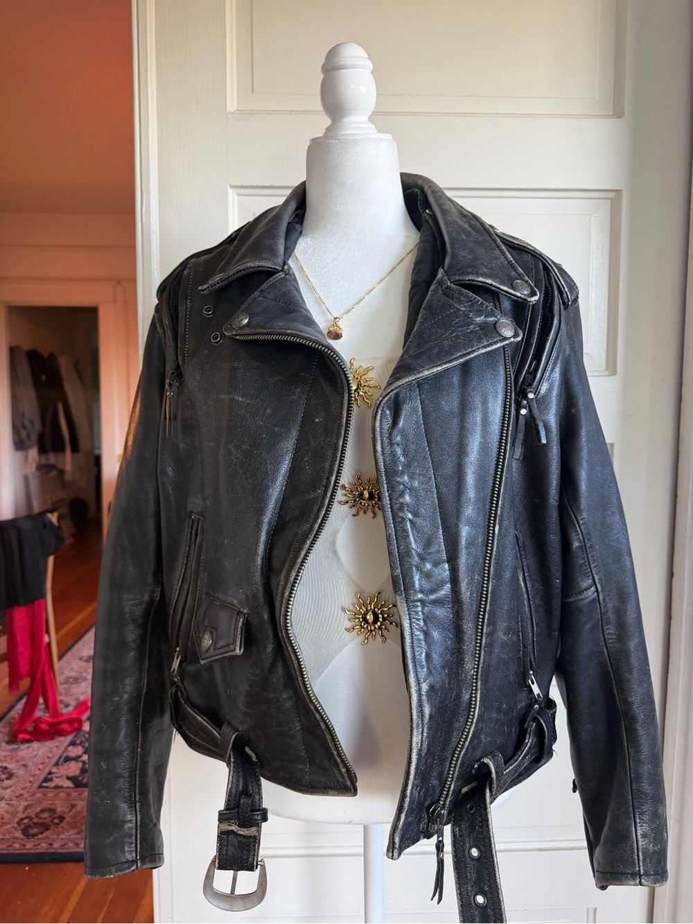 Harley-Davidson Black Distressed Leather Moto Jacket